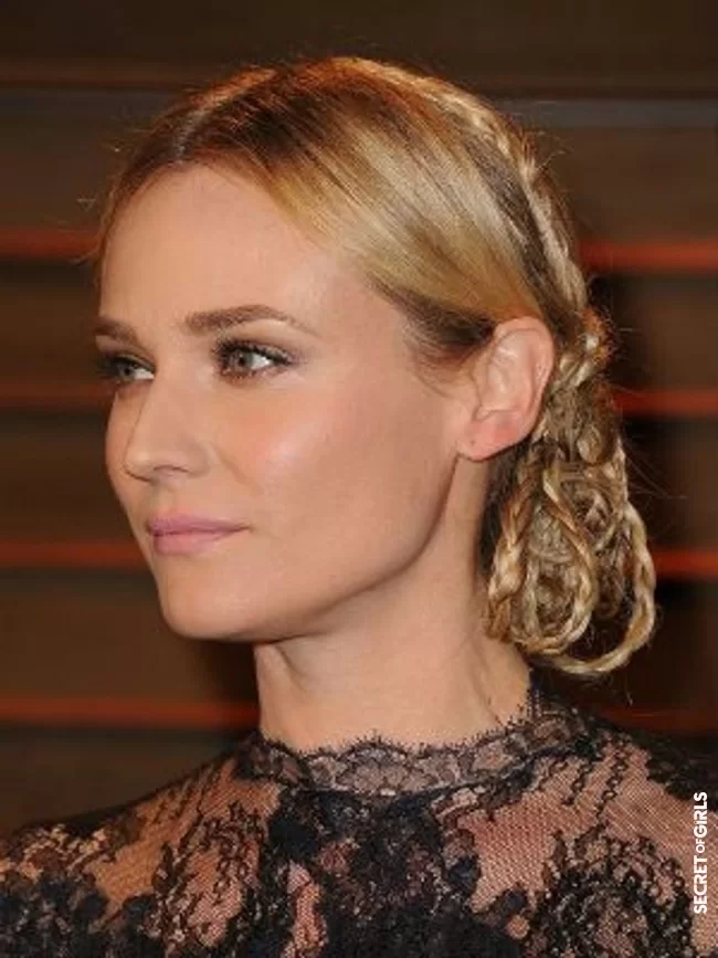 Low braided bun | 20 hairstyles to steal from Diane Kruger