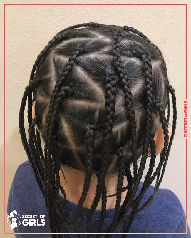 4. Little Girl With&nbsp;Triangle Braids | 170 Cutest Braided Hairstyles for Little Girls (2023 Trends)