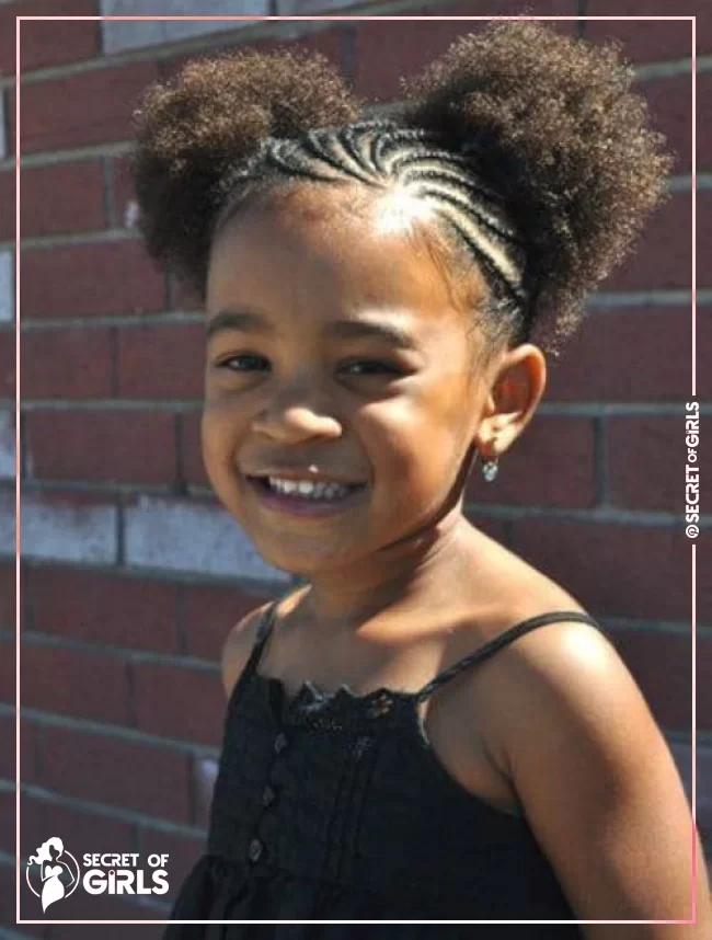16. Little Poms | 170 Cutest Braided Hairstyles for Little Girls (2020 Trends)