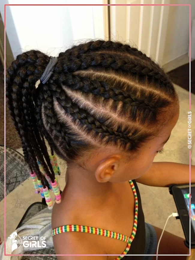 49. Classic High Braided Pony | 170 Cutest Braided Hairstyles for Little Girls (2023 Trends)