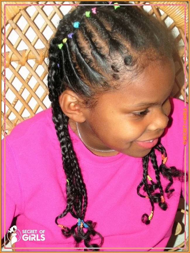 55. Curly Tips | 170 Cutest Braided Hairstyles for Little Girls (2023 Trends)