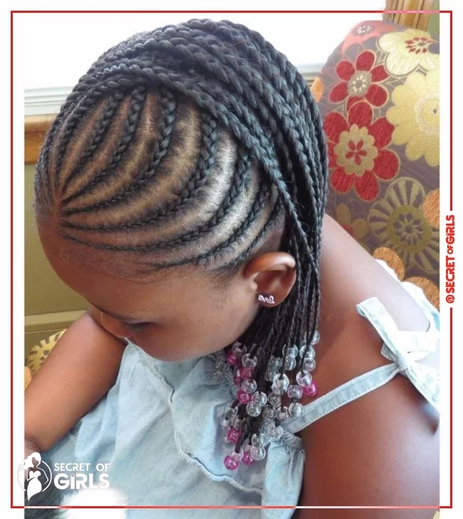 52. Pink and Silver Beads | 170 Cutest Braided Hairstyles for Little Girls (2023 Trends)