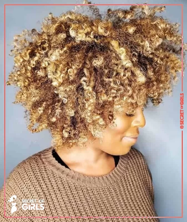 7. Blonde Curly Hair for Black Girl | 35 Most Flattering Curly Blonde Hairstyles