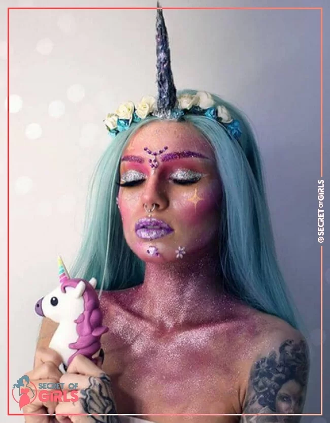 Pink And Purple Glitter Everything | 25 Ways to be the Queen of Unicorn Makeup
