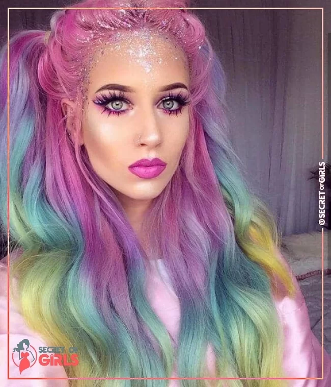 Magenta Lips And Eyes With Glitter Crown | 25 Ways to be the Queen of Unicorn Makeup