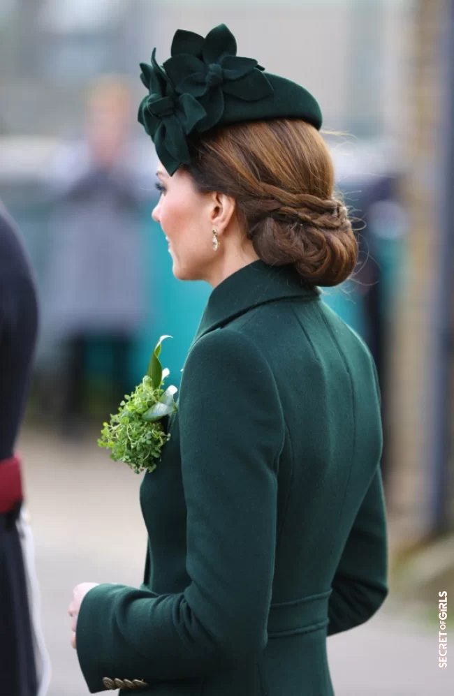 A fan of low buns, Kate Middleton wears here a sophisticated version with a double braid | From Blake Lively to Olivia Palermo, They All Wear Braids!