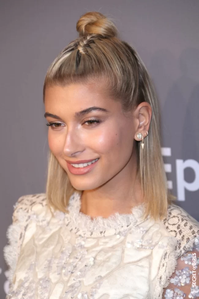 Hailey Baldwin chose a glued braid to show off her half bun | From Blake Lively to Olivia Palermo, They All Wear Braids!