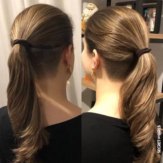 Long hair with nape undercut | Female undercut party hairstyles