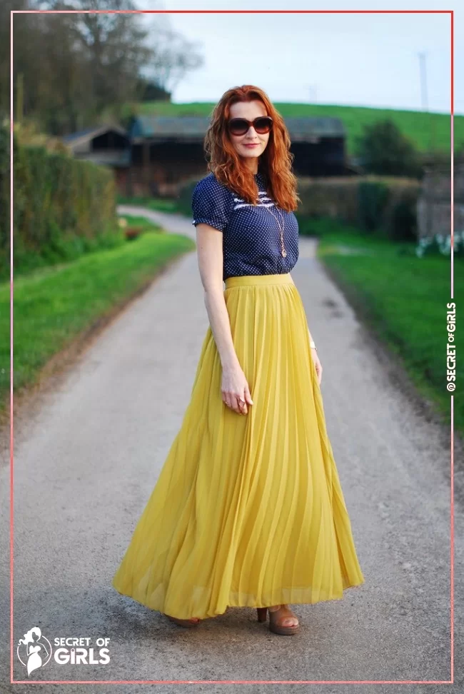 Sweet Maxi Skirt Outfit | 30 Yellow Skirt Outfits Ideas on How to Wear a Yellow Skirt