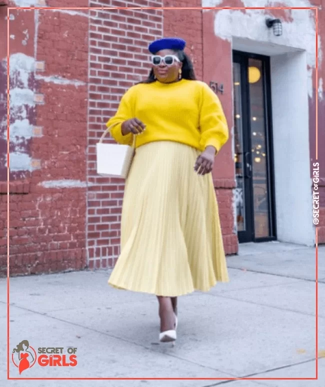 Chic Plus-Size Outfit | 30 Yellow Skirt Outfits Ideas on How to Wear a Yellow Skirt