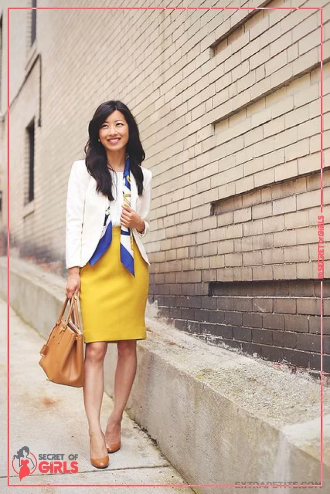 Work Outfit | 30 Yellow Skirt Outfits Ideas on How to Wear a Yellow Skirt
