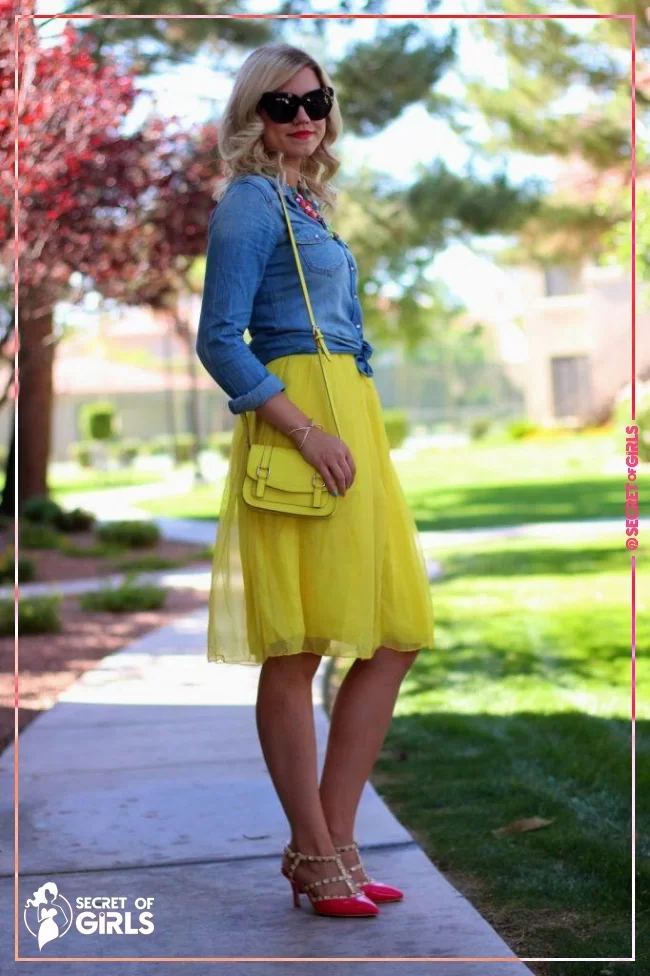 Yellow Tulle Skirt Outfit | 30 Yellow Skirt Outfits Ideas on How to Wear a Yellow Skirt