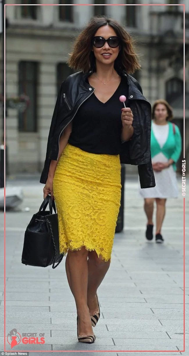 Yellow Lace Skirt Outfit | 30 Yellow Skirt Outfits Ideas on How to Wear a Yellow Skirt