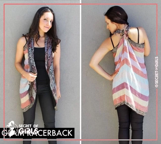 7. Glam Racerback | 10 Ways to Turn a Scarf into a Vest