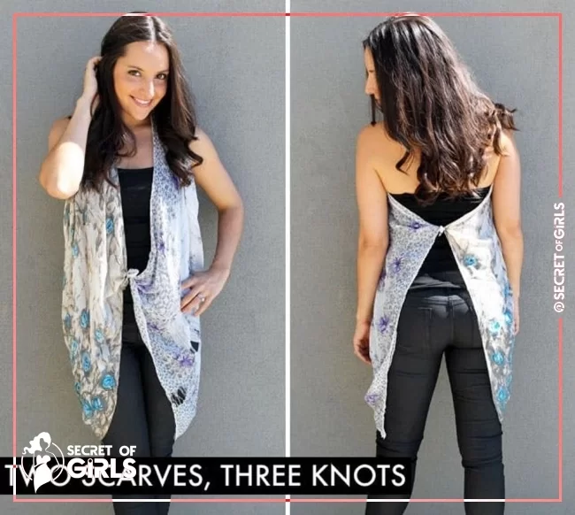 3. Two Scarves, Three Knots | 10 Ways to Turn a Scarf into a Vest