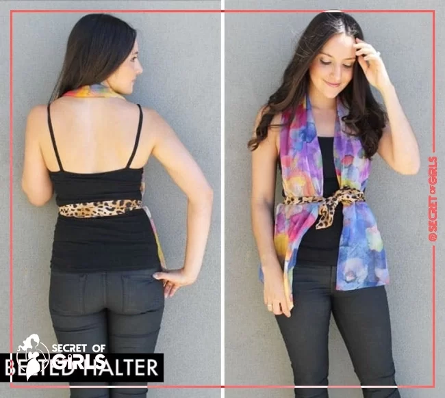 4. Belted Halter | 10 Ways to Turn a Scarf into a Vest