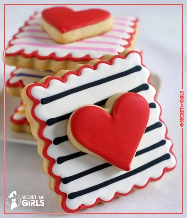 Stacked Valentine Stamps with Royal Icing | 29 Adorable Valentine’s Day Candy Ideas