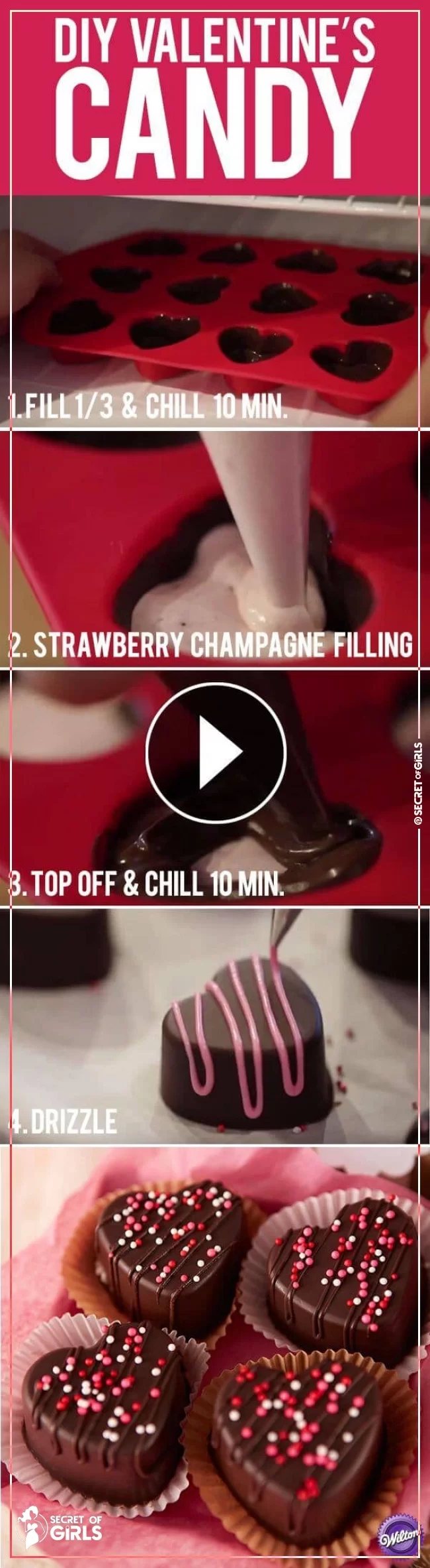 Delicious Homemade Strawberry Champagne Chocolates | 29 Adorable Valentine’s Day Candy Ideas