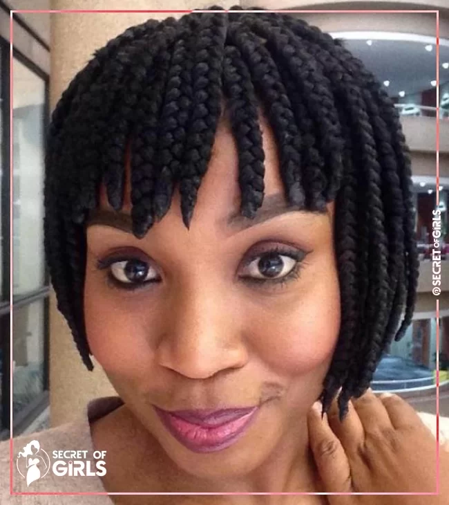 Bobs With Bangs | 35 Best Bob Box Braids for 2023