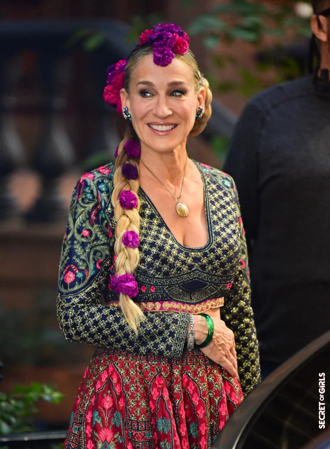 Embellished floral braid | Carrie Bradshaw's 10 Most Stunning Hairstyles - And Just Like That…