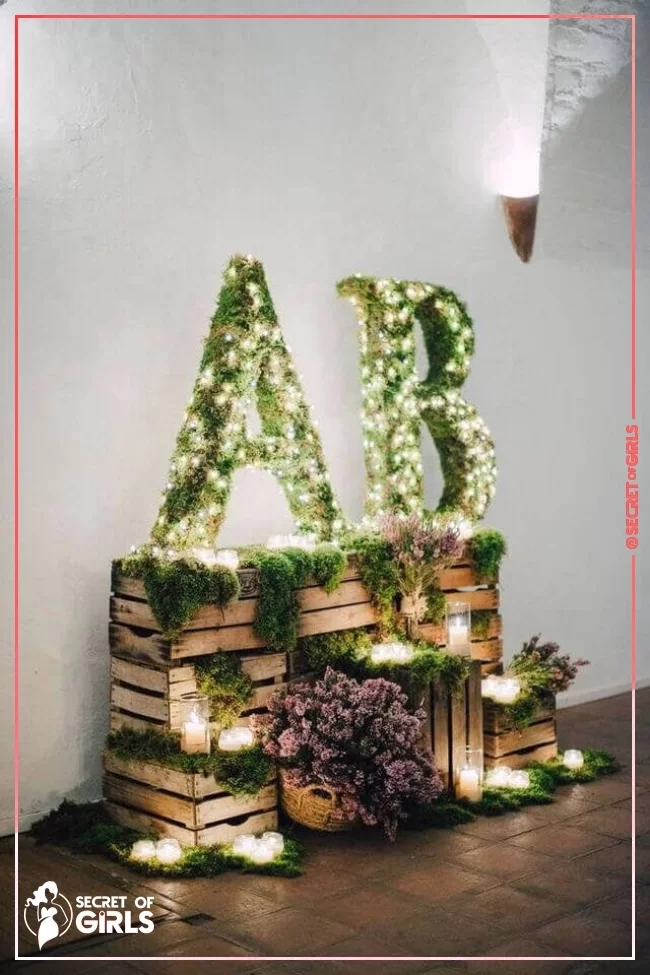Amazing Nature-inspired Monogram Light Display | 25 Amazing DIY Engagement Party Decoration Ideas