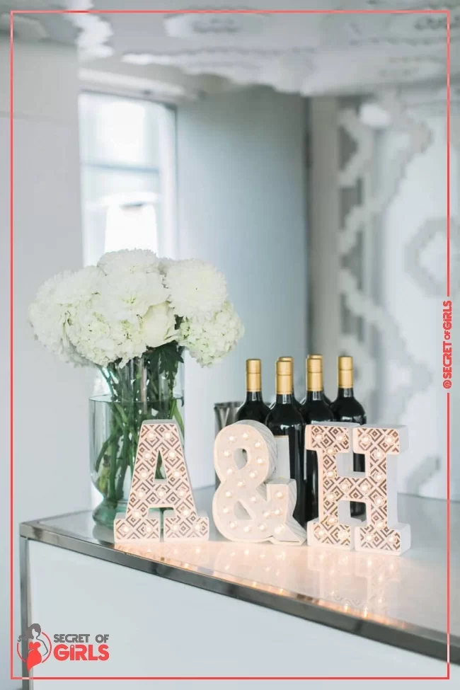 Clean and Modern Bar Decorations | 25 Amazing DIY Engagement Party Decoration Ideas