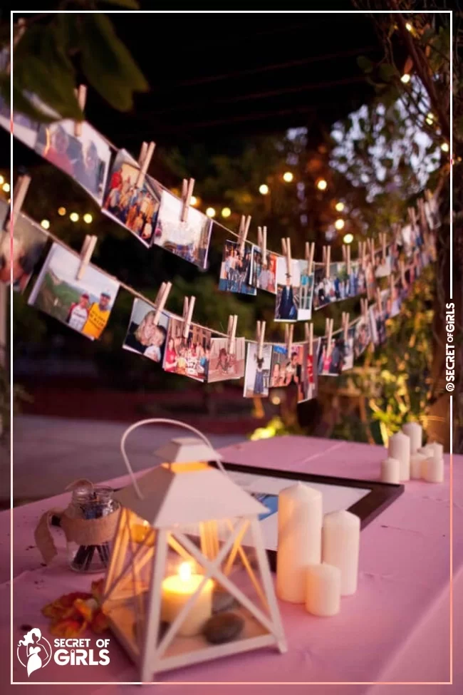 Rustic Clothespin Photo Display Idea | 25 Amazing DIY Engagement Party Decoration Ideas