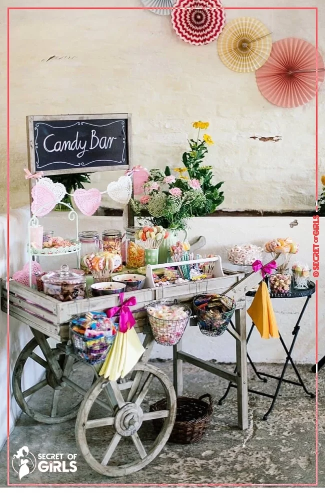 Sweet Candy Bar Setup | 25 Amazing DIY Engagement Party Decoration Ideas