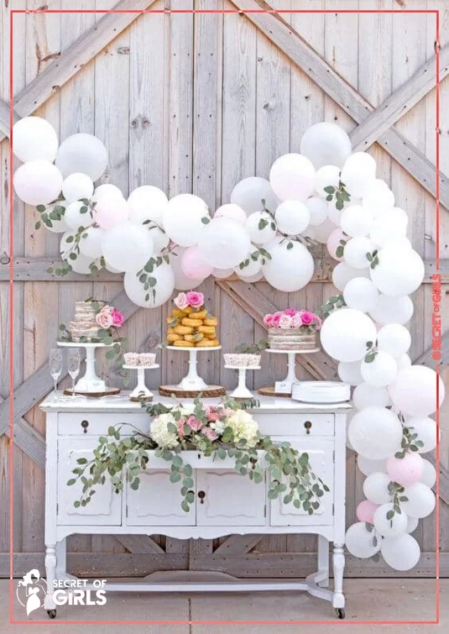Creative Cake Stand and Balloon Display | 25 Amazing DIY Engagement Party Decoration Ideas