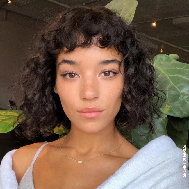 On curly hair | Short Fringe: These Inspirations Unearthed On Pinterest Prove Mini Fringe Is The Killer Detail This Season