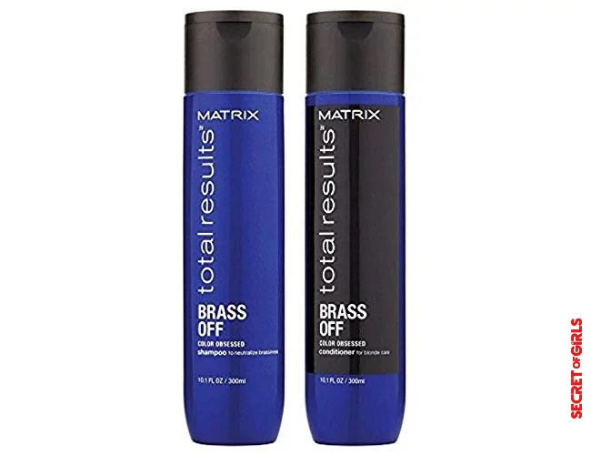 2. Shampoo and blue conditioner against red tones in brunette, red or blonde hair: Brass Off by Matrix | Blue Shampoo Against Red Tones is The Insider Tip for Brown Hair