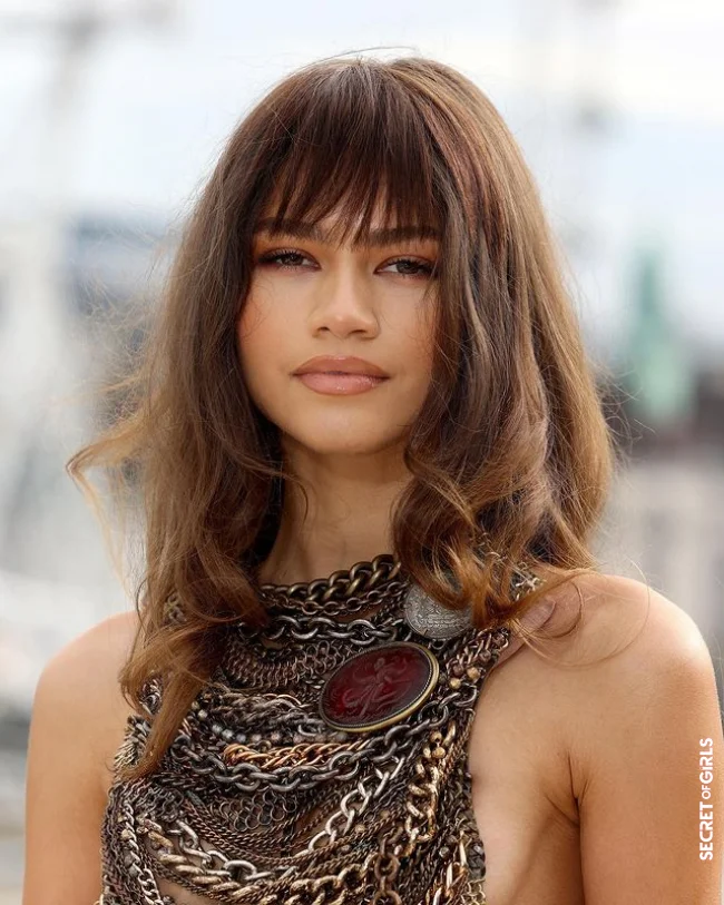 Zendaya with a long French fringe | Get Inspiration From The Celebrities For Your Trendy Hairstyle With Bangs