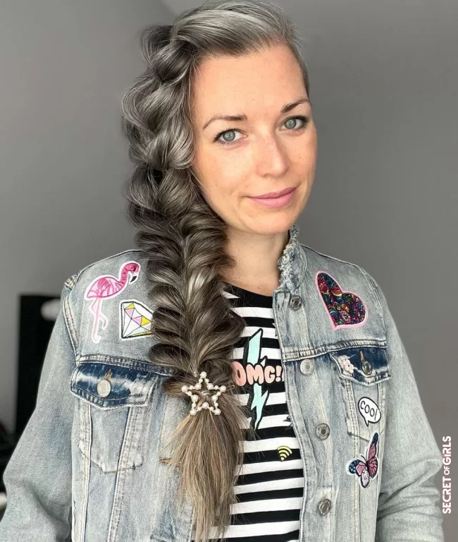Messy fishtail braid | 8 perfect braids to enhance your gray hair