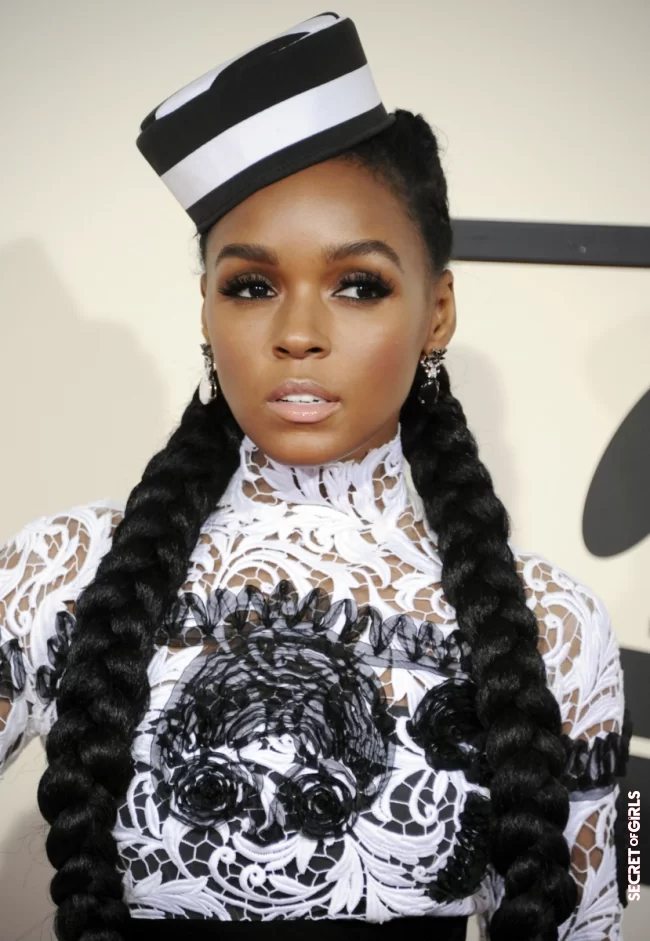 An Alice in Wonderland looks for Janelle Monae and her quilted braids | Most Beautiful Celebrity Braids To Be Inspired By For The Summer Of 2023