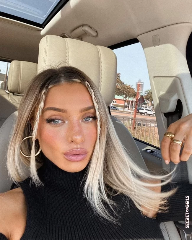 These influencers show that the hairstyle trend without a braid at the roots looks more subtle | Hairstyle trend: Hailey Bieber wears face framing mini braids