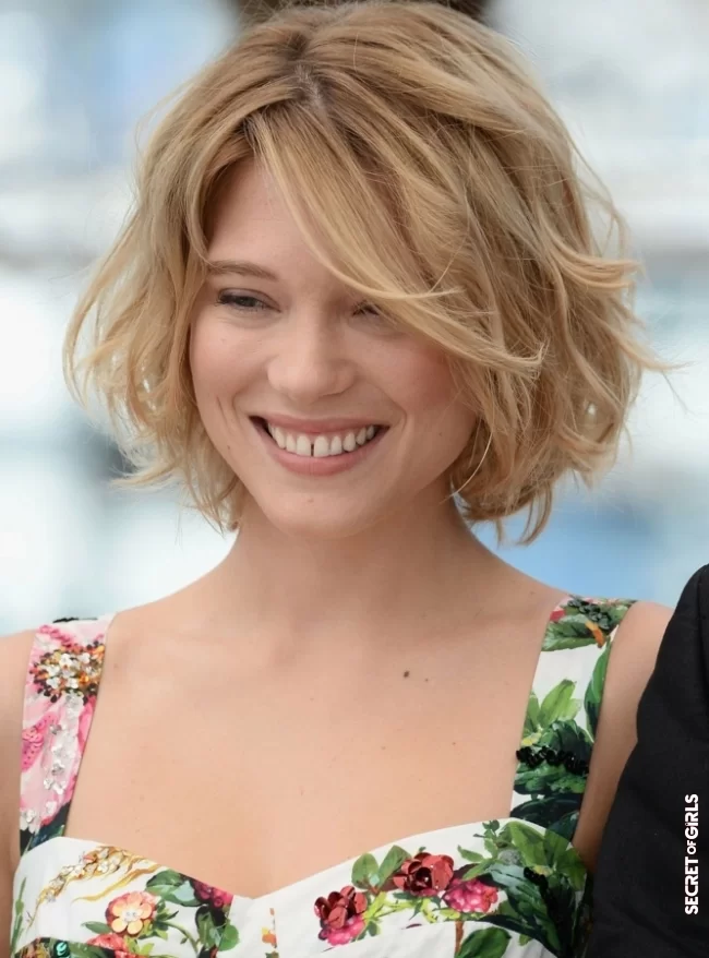 Lea Seydoux's fuzzy square to refine a babyface | 30 hairstyles that slim the face