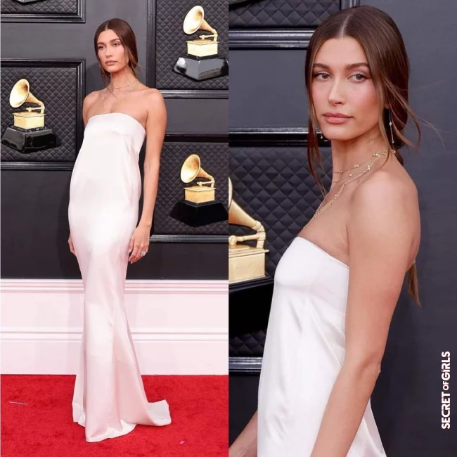 Hailey Bieber sets Trend Hair Color at the Grammys 2022 with Cappuccino Brown