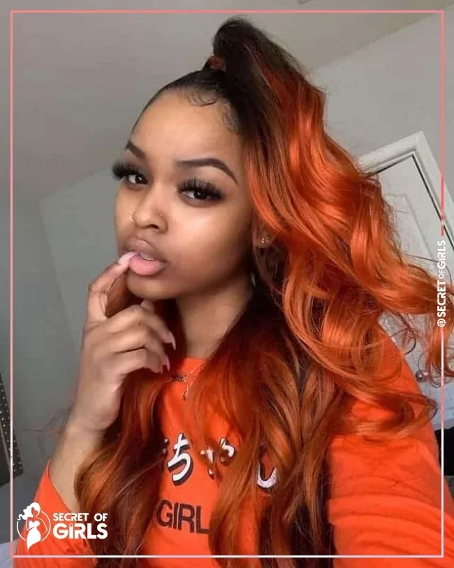 Orange Ombre Hairstyle | 30 Stunning Ponytail Hairstyles for Black Women