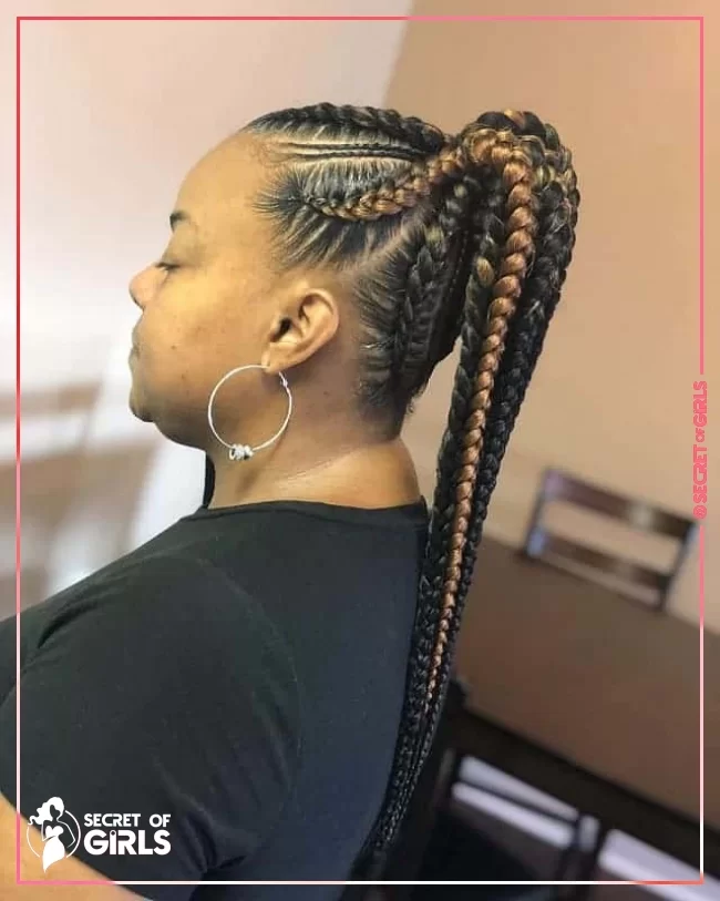 Ponytail + Jumbo Braids | 30 Stunning Ponytail Hairstyles for Black Women