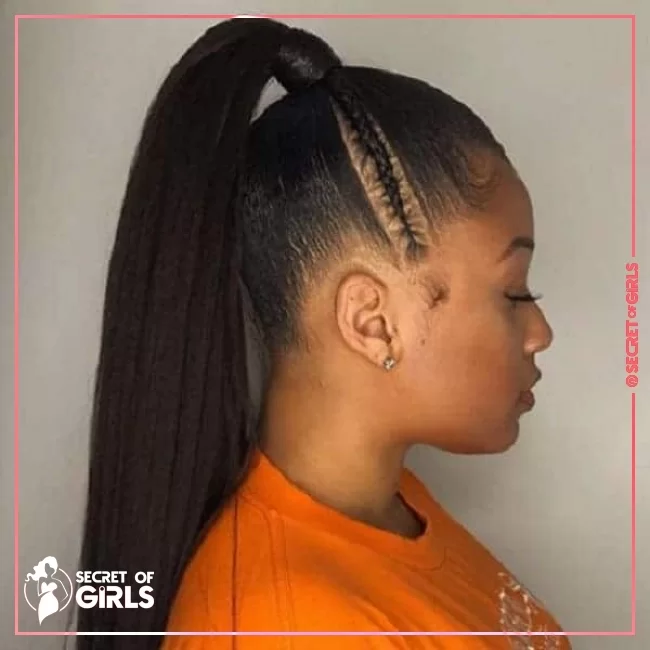 Ponytail + Side Braid | 30 Stunning Ponytail Hairstyles for Black Women