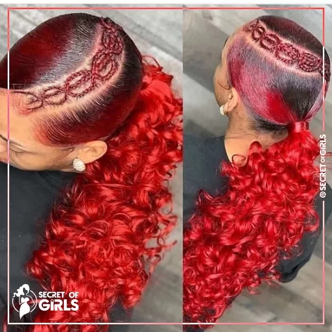Black Hair with Red Ombre | 30 Stunning Ponytail Hairstyles for Black Women