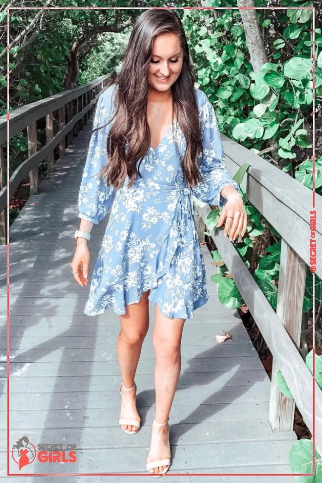 Floral in This Together Dusty Blue Floral Print Wrap Dress | Perfect Summer Outfits for The Beach | Cutest Sun Dresses for This Summer