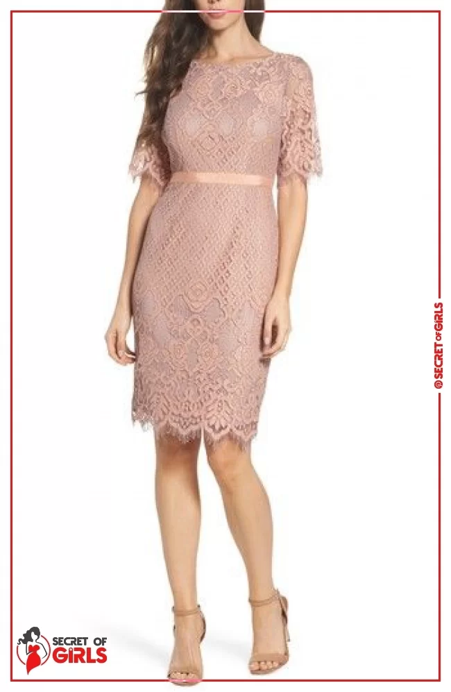 Peach Lace Sheath Dress | 30 Cute Summer Outfits For Women And Teen Girls
