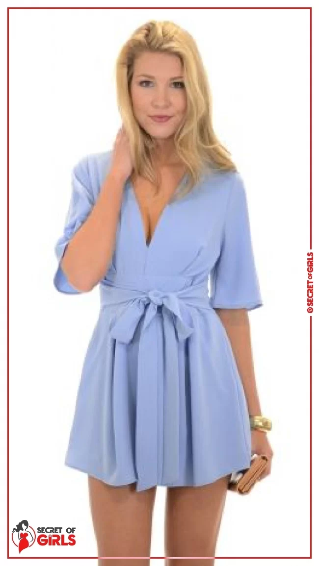 Sky Blue Belted Romper | 30 Cute Summer Outfits For Women And Teen Girls
