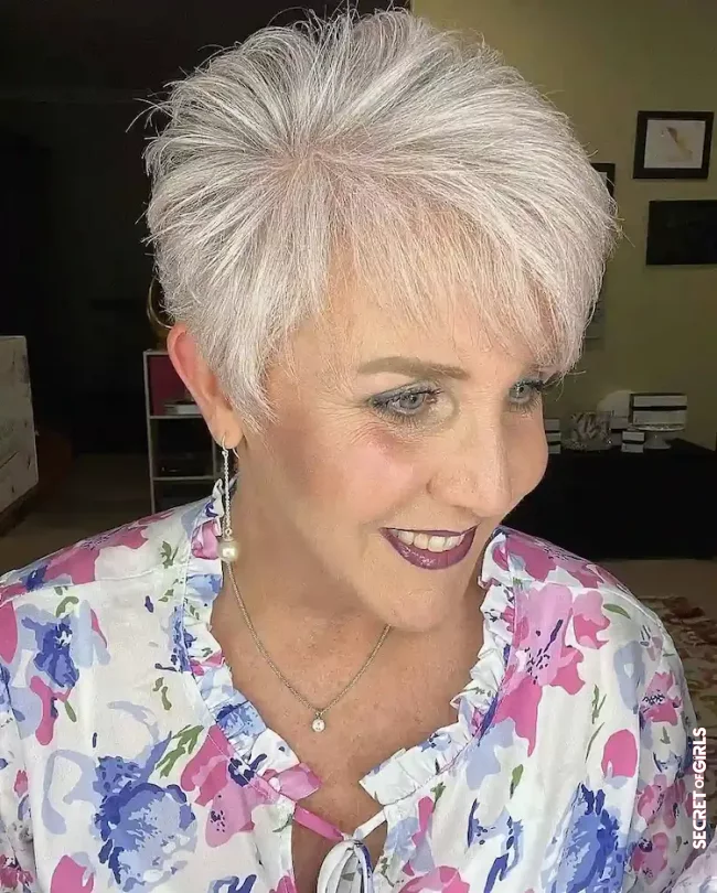 Voluminous pixie style for short hairstyles for older ladies | Smart Short Hairstyles for Women Over 50 That will Contribute to A Fresh & Modern Look!