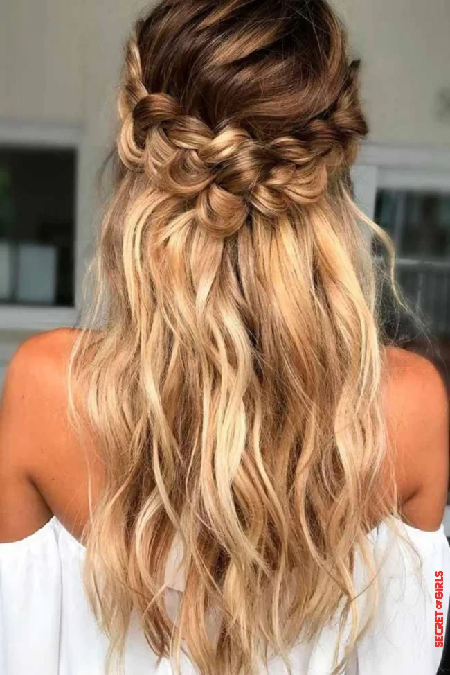 For a half-crown wedding hairstyle | Wedding Hairstyles: All These Bohemian Braid Ideas Spotted On Pinterest