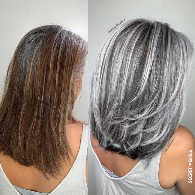 Balayage with very natural salt and pepper effect | 10 Stunning Hair Transitions That Celebrate Gray Hair!