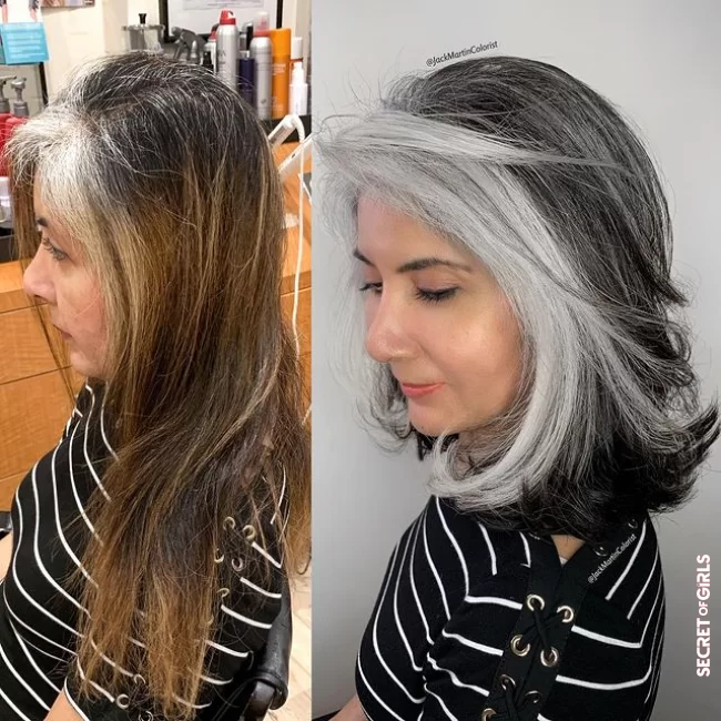 Gray streaks framing the face | 10 Stunning Hair Transitions That Celebrate Gray Hair!