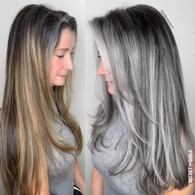 Ombre balayage on long hair | 10 Stunning Hair Transitions That Celebrate Gray Hair!