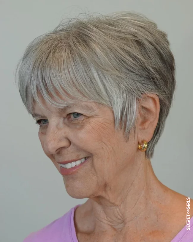 Layered gray pixie with sideburns | Pixie Cut for Women Over 50 and 60
